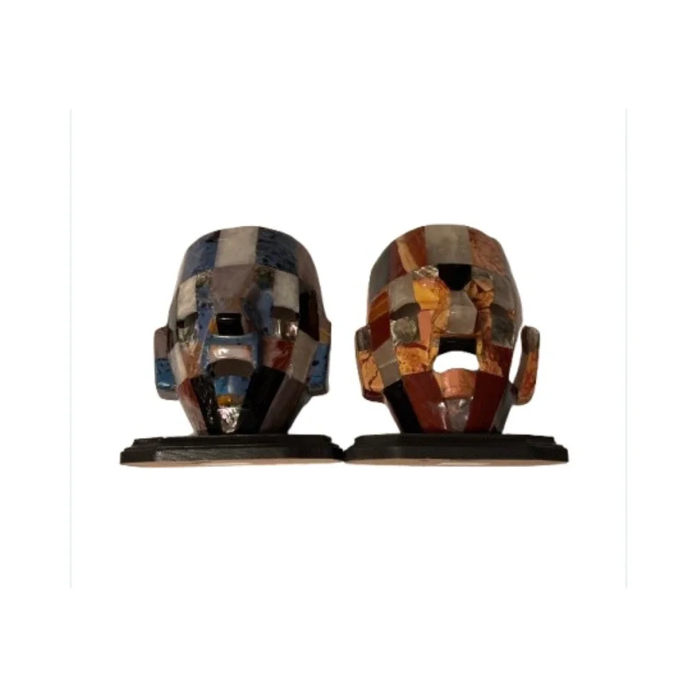 Aztec Mexican Mayan Tessellated Semi Precious Mask Mother‎ of Pearl  Abalone